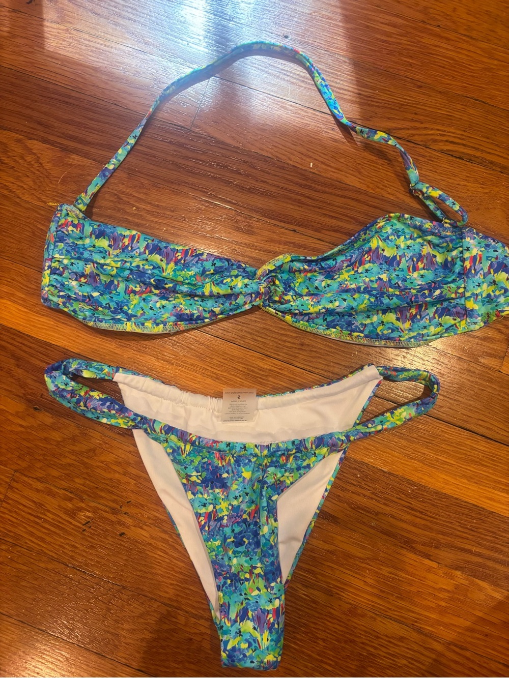 Bright Swimwear - Floral Blue Twist-Front Bikini Set